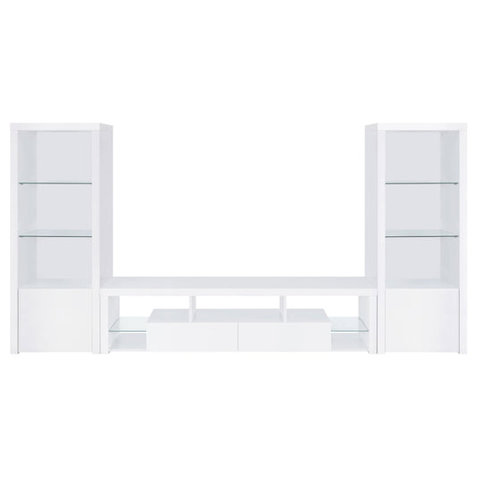 Jude 3-piece Entertainment Center With 71" TV Stand White High Gloss