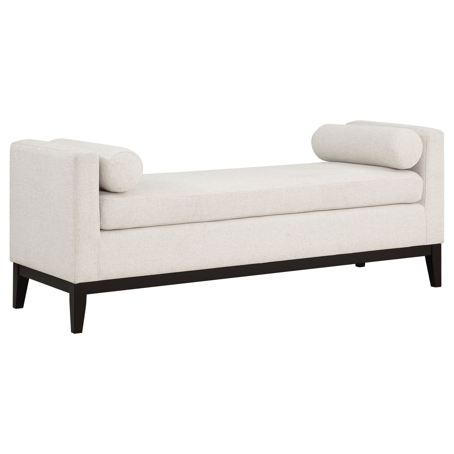 Rosie Upholstered Accent Bench with Raised Arms and Pillows Vanilla