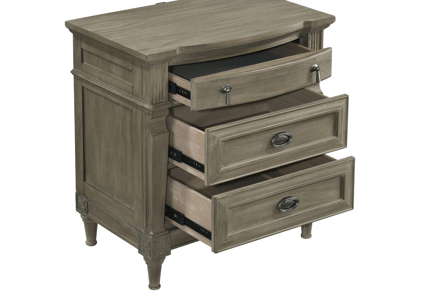 Alderwood 3-drawer Nightstand French Grey