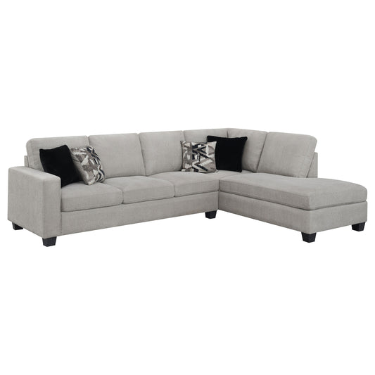 Whitson Upholstered Track Arm Sectional Chaise Sofa Stone