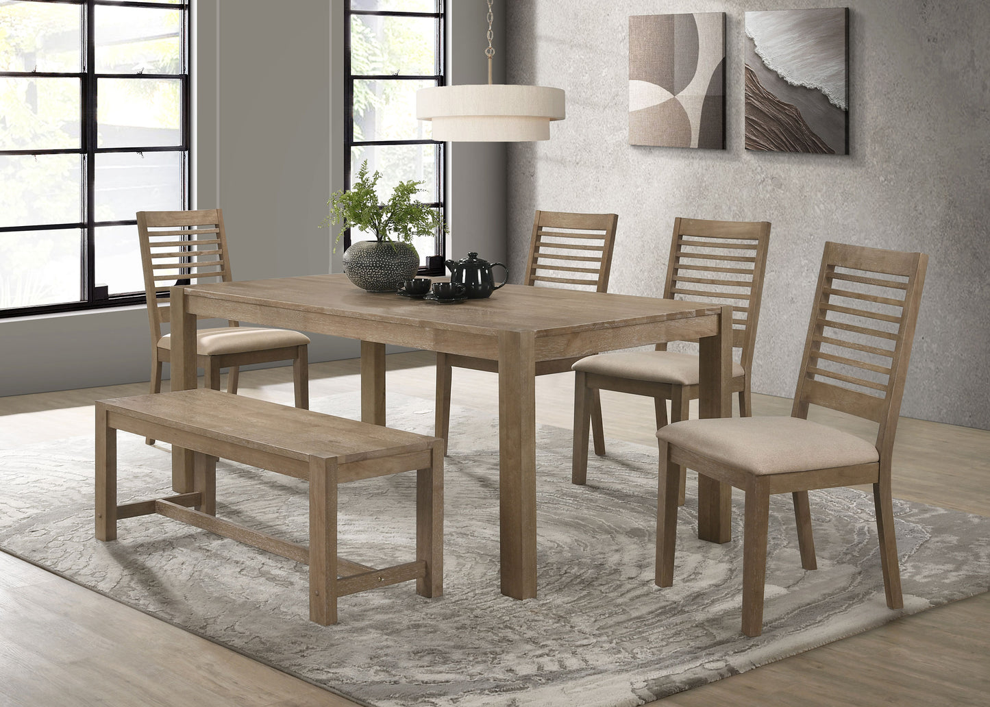 Scottsdale Rectangular Solid Wood Dining Table Brown Washed