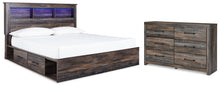 Load image into Gallery viewer, Drystan King Bookcase Bed with 4 Storage Drawers with Dresser
