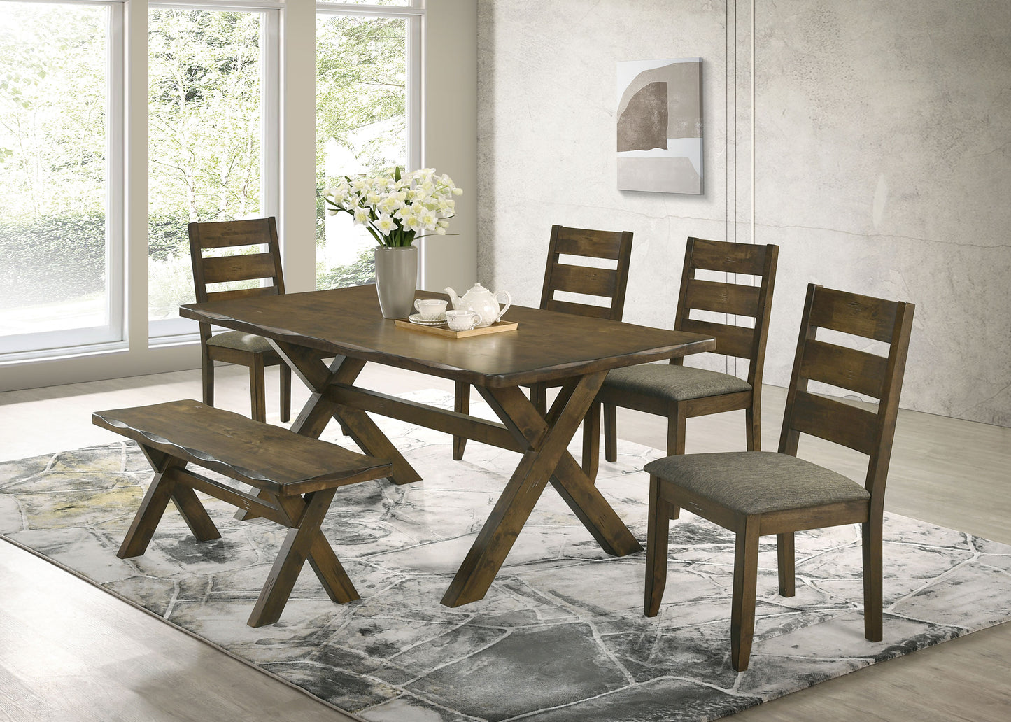 Alston Dining Room Set Knotty Nutmeg and Brown