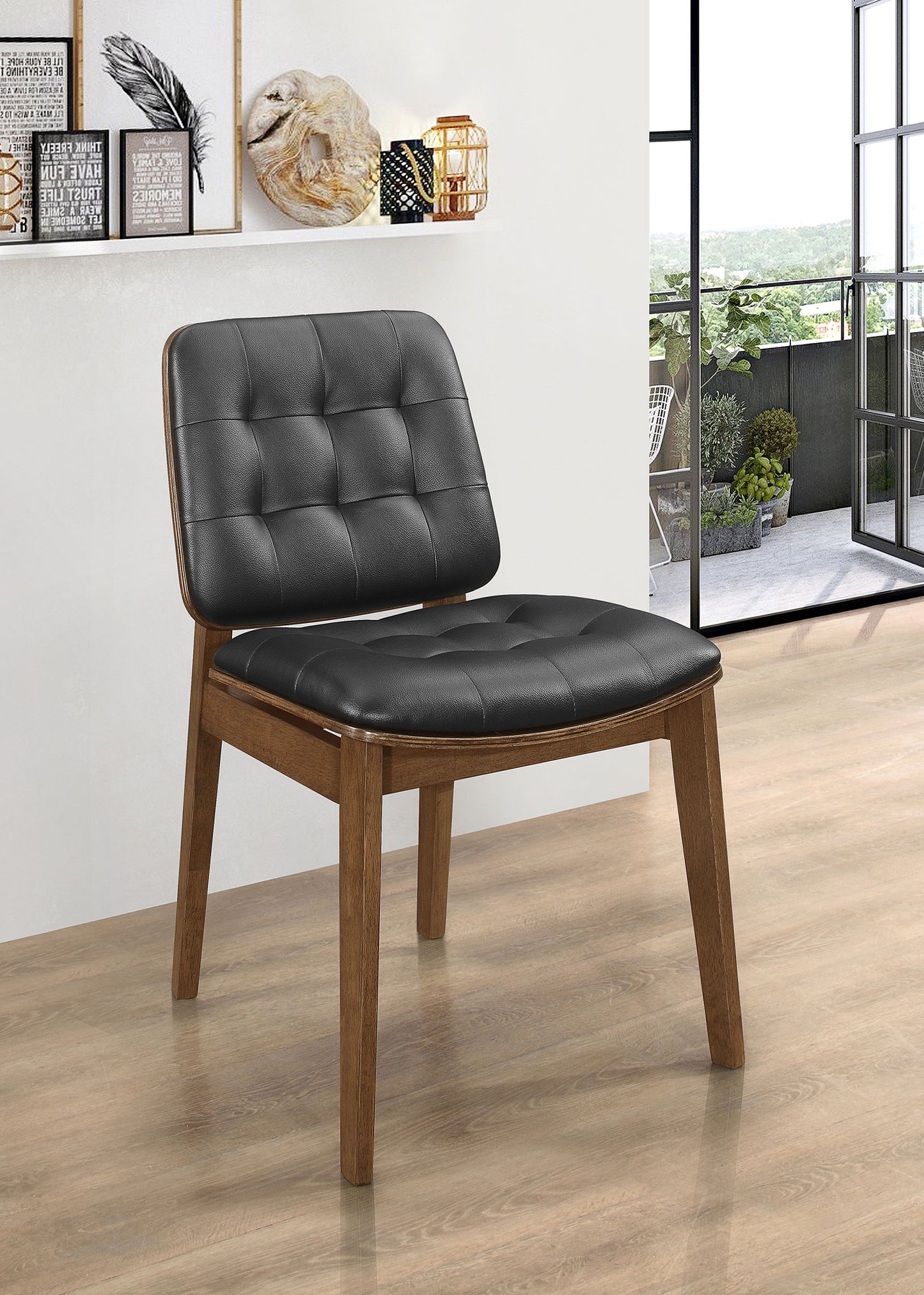 Redbridge Tufted Back Side Chairs Natural Walnut and Black (Set of 2)
