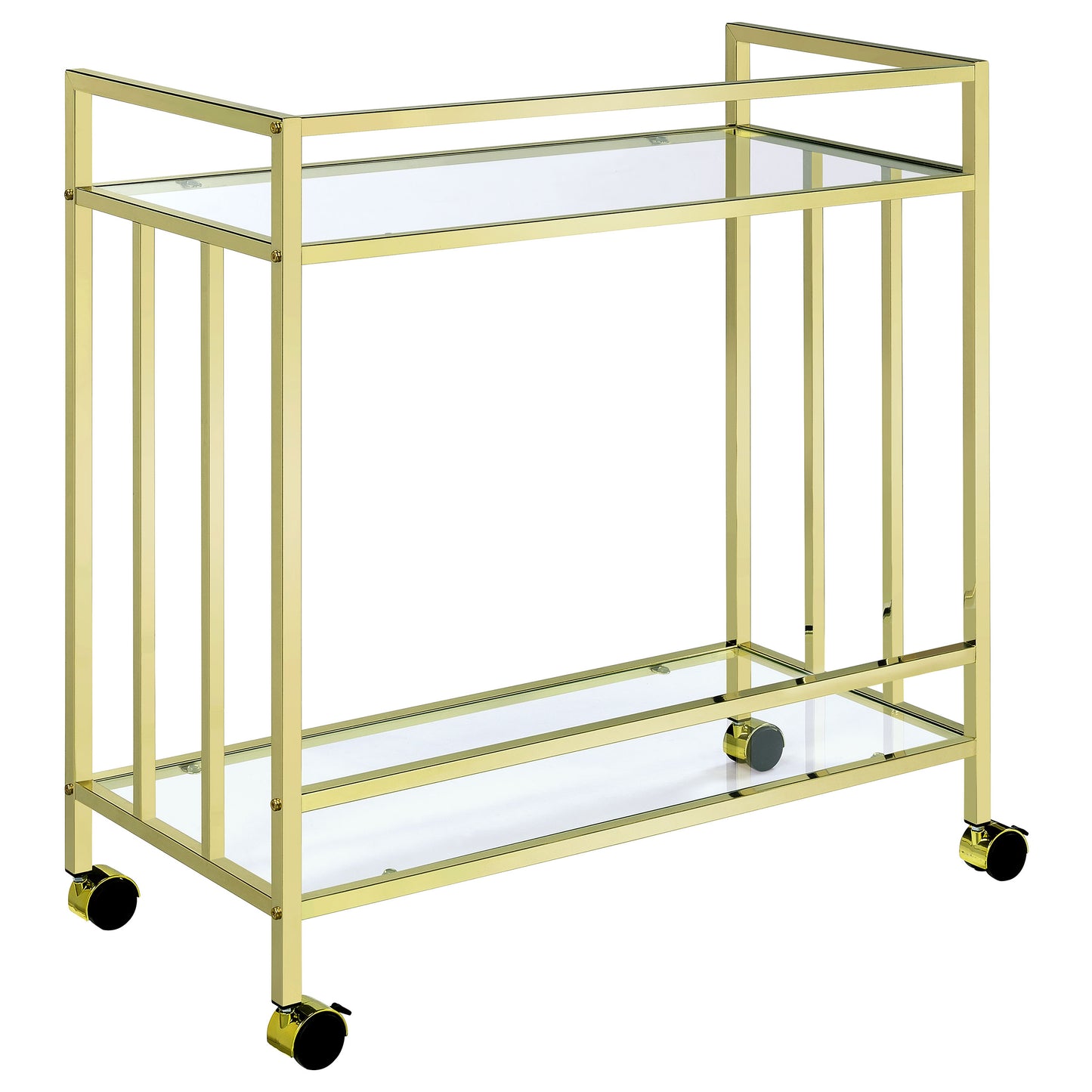 Cara Rectangular Glass Bar Cart Brass