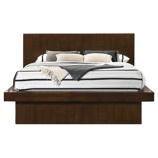 Jessica Wood California King LED Panel Bed Cappuccino