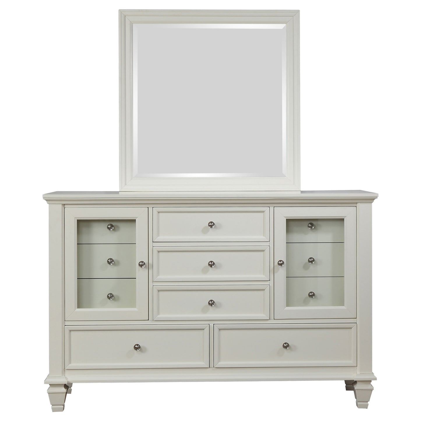 Sandy Beach 11-drawer Dresser with Mirror Cream White