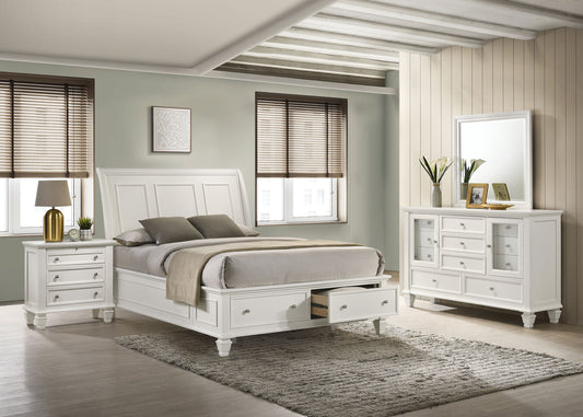 Sandy Beach 4-piece Queen Bedroom Set Cream White