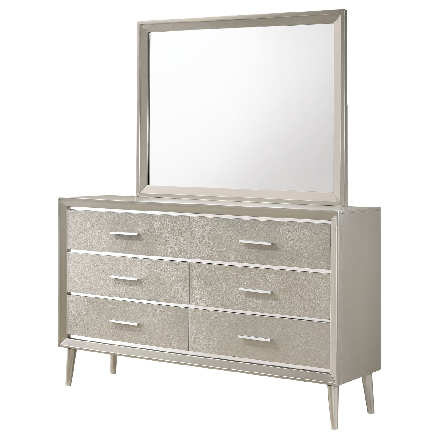 Ramon 6-drawer Dresser with Mirror Metallic Sterling