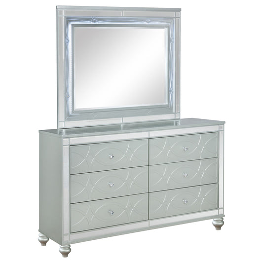 Gunnison 6-drawer Dresser with Mirror Silver Metallic
