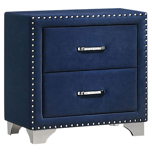 Melody 2-drawer Upholstered Nightstand Pacific Blue