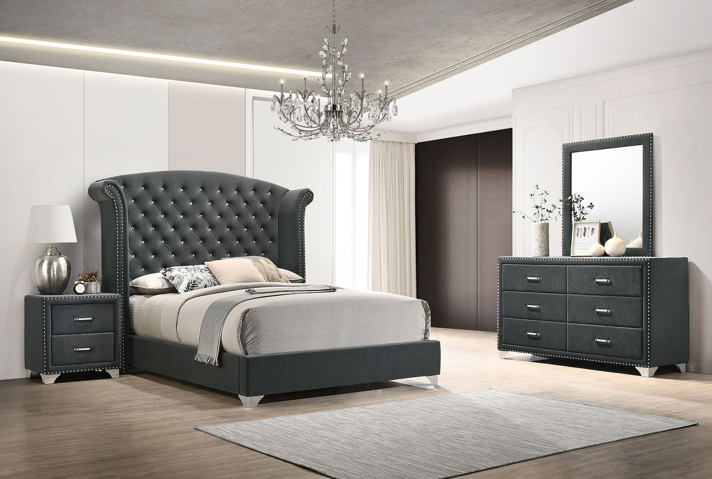 Melody 4-piece Queen Bedroom Set Grey