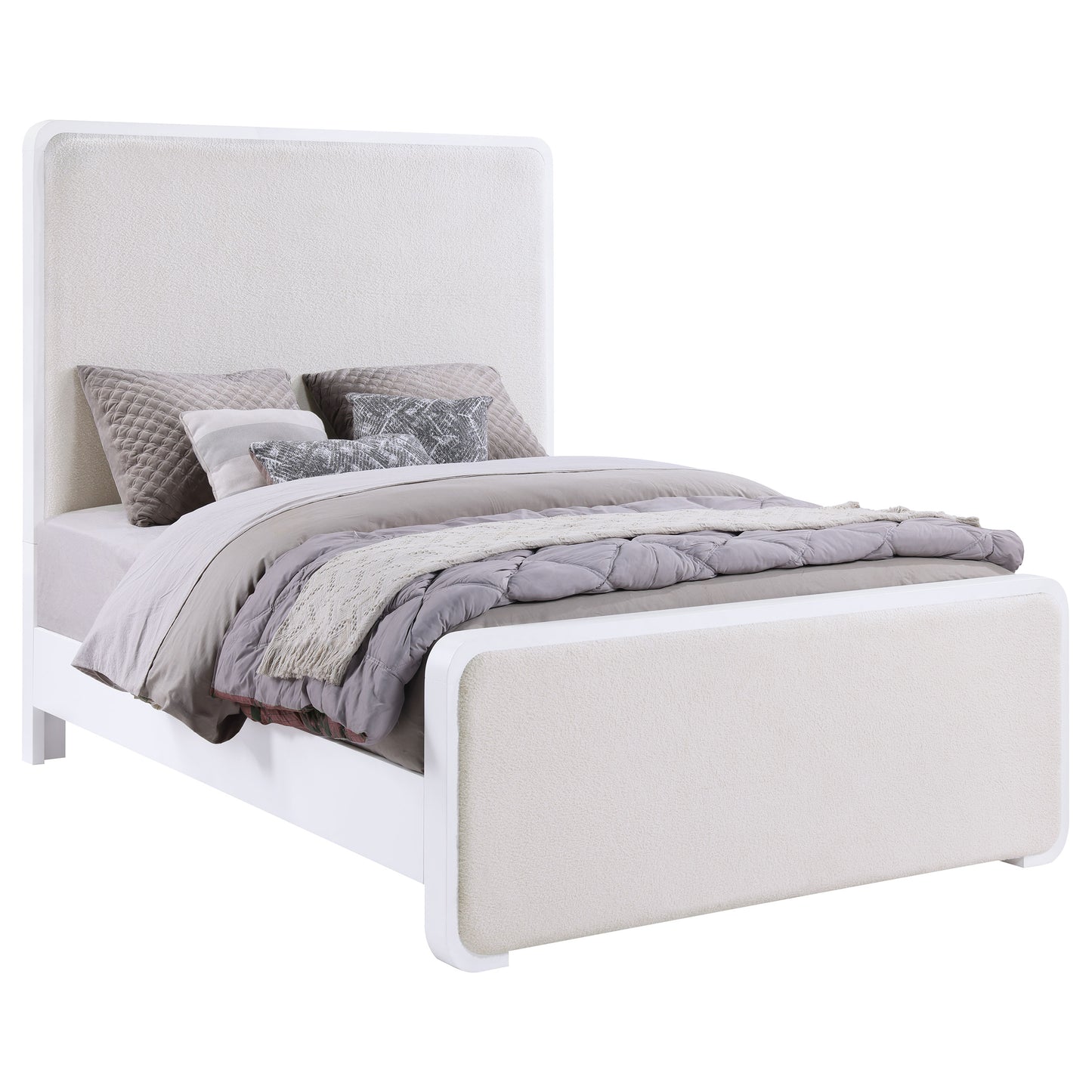 Anastasia Upholstered Queen Panel Bed Pearl White