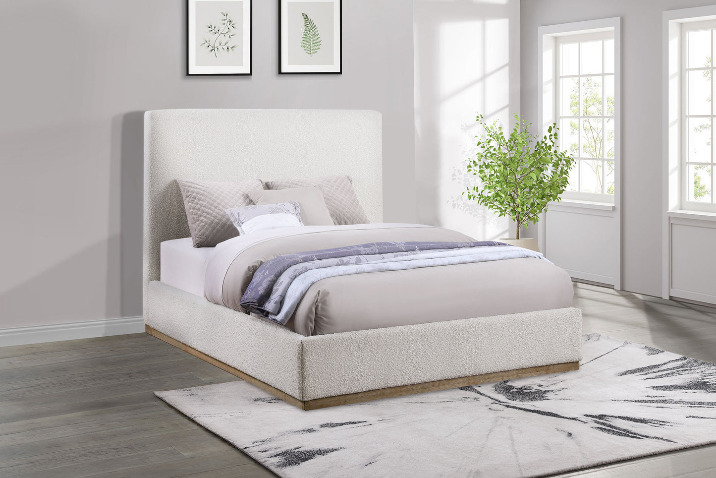 Knox Upholstered EASTERN KING Panel Bed Cream