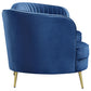 Sophia Upholstered Camel Back Sofa Blue