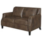 Leaton Upholstered Recessed Arms Loveseat Brown Sugar