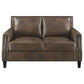 Leaton Upholstered Recessed Arms Loveseat Brown Sugar