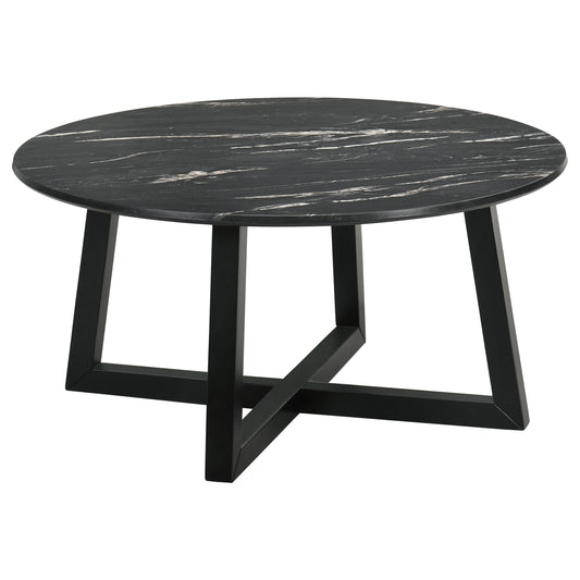 Skylark Round Marble-like SmartTop Coffee Table Black