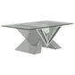 Taffeta V-shaped Coffee Table with Glass Top Silver