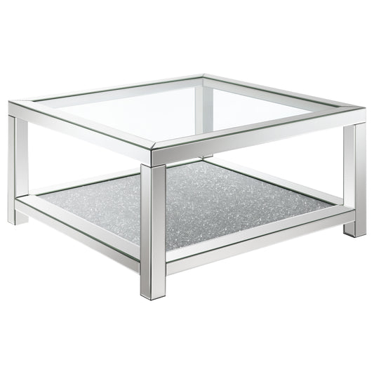 Valentina 1-shelf Square Glass Top Coffee Table Silver