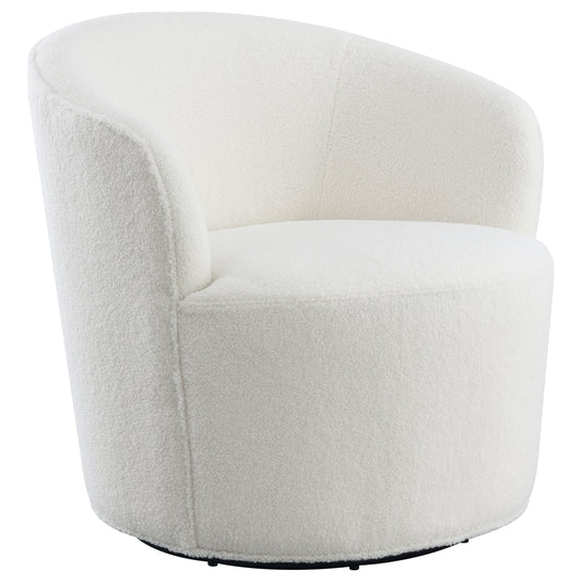 Joyce Upholstered Barrel Back Swivel Chair White