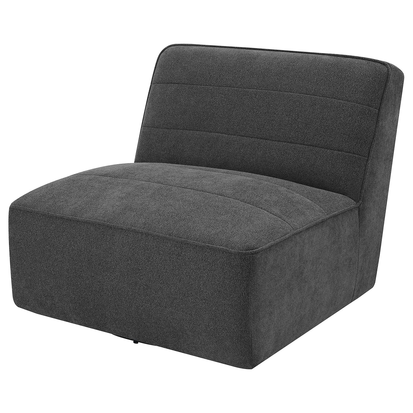 Cobie Upholstered Swivel Armless Chair Dark Charcoal